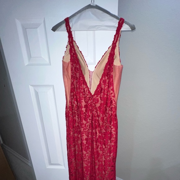 Jovani Red Lace Prom Dress - Picture 3 of 10